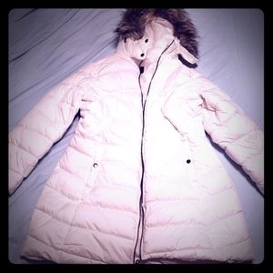 Lane Bryant white jacket with fur on hood